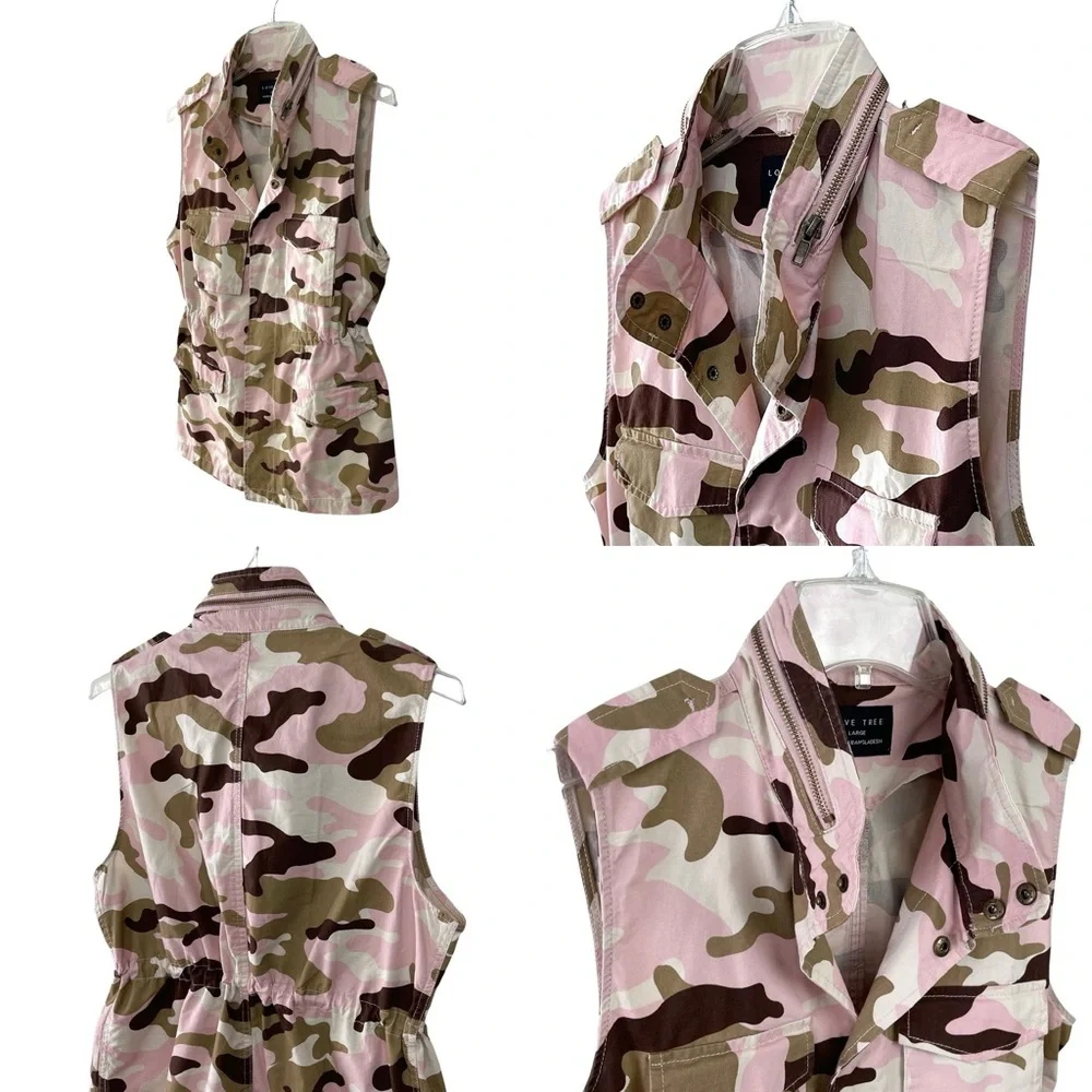 Love Tree Safari Pink Camouflage Military Anorak Vest - Picture 15 of 16